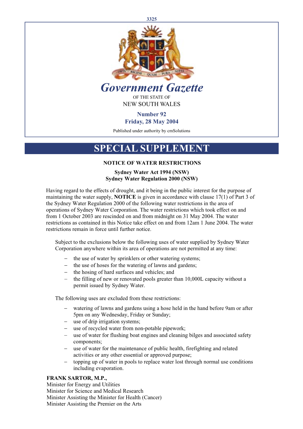 Government Gazette