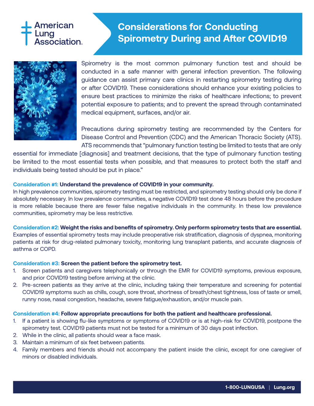 Considerations for Conducting Spirometry During and After COVID19