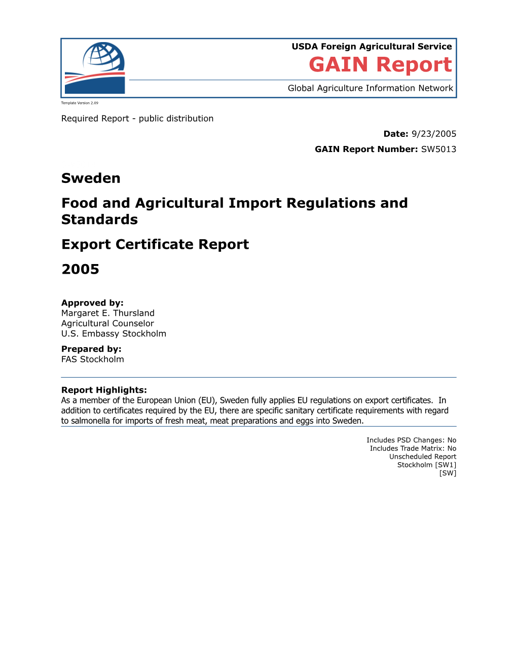 Food and Agricultural Import Regulations and Standards s12