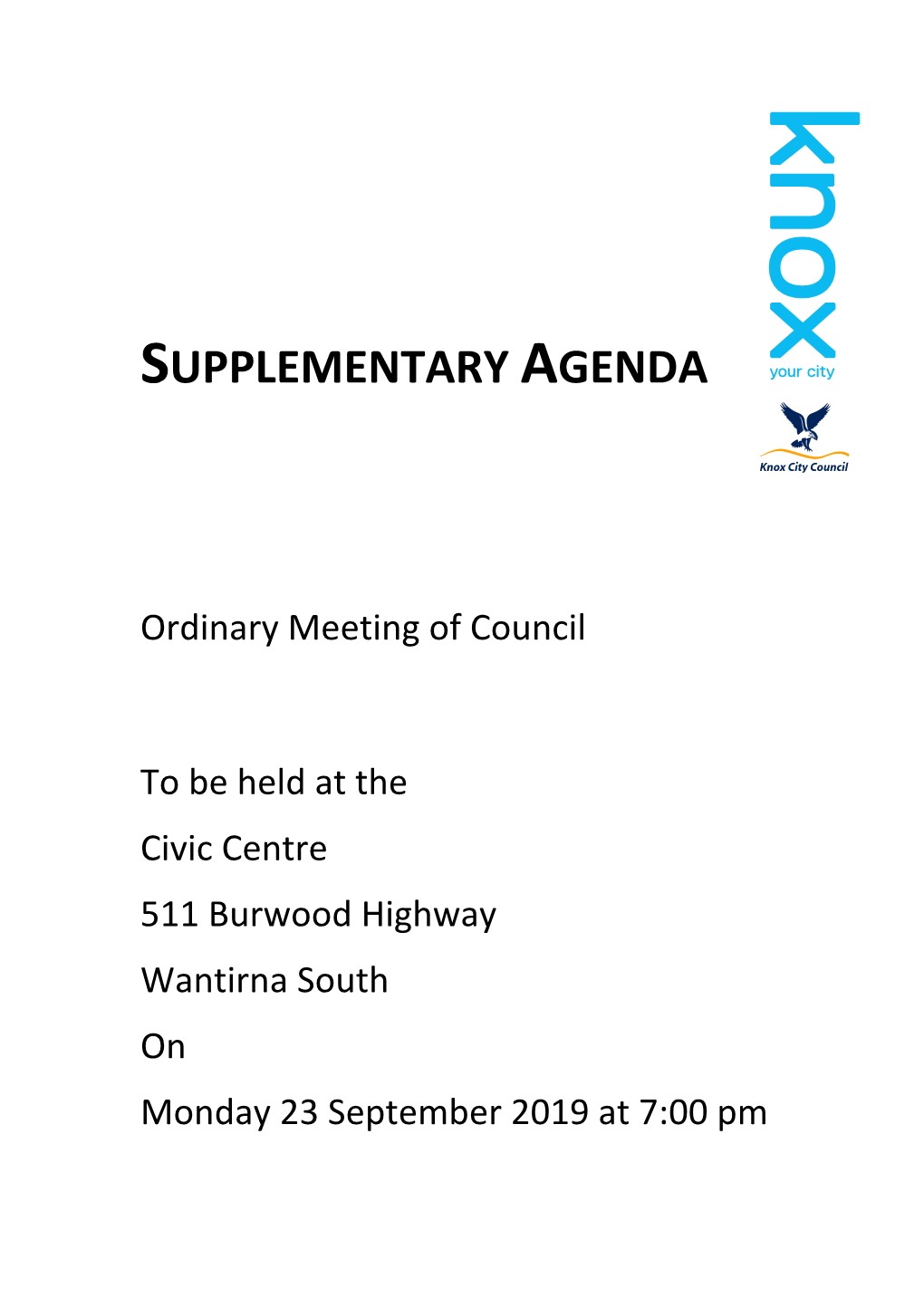 Supplementary Agenda