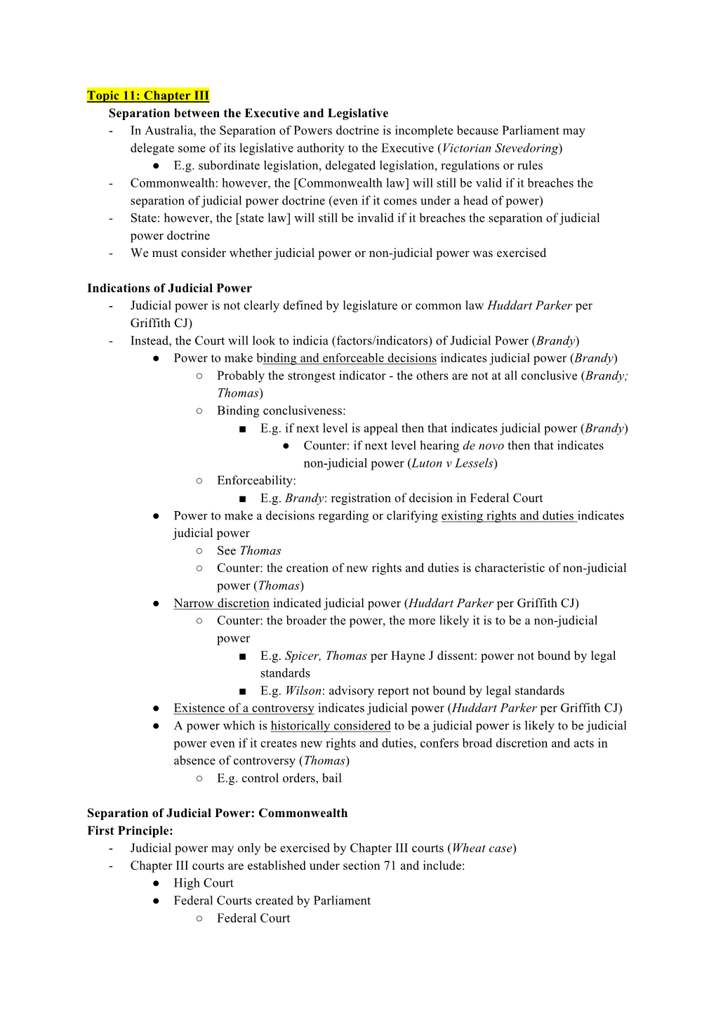 Chapter III Separation Between the Executive and Legislative