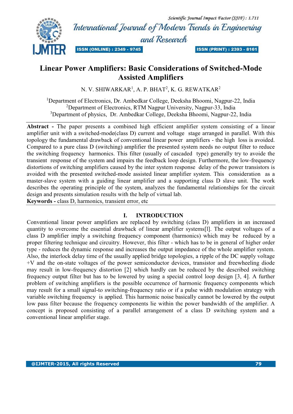 Linear Power Amplifiers: Basic Considerations of Switched-Mode Assisted Amplifiers