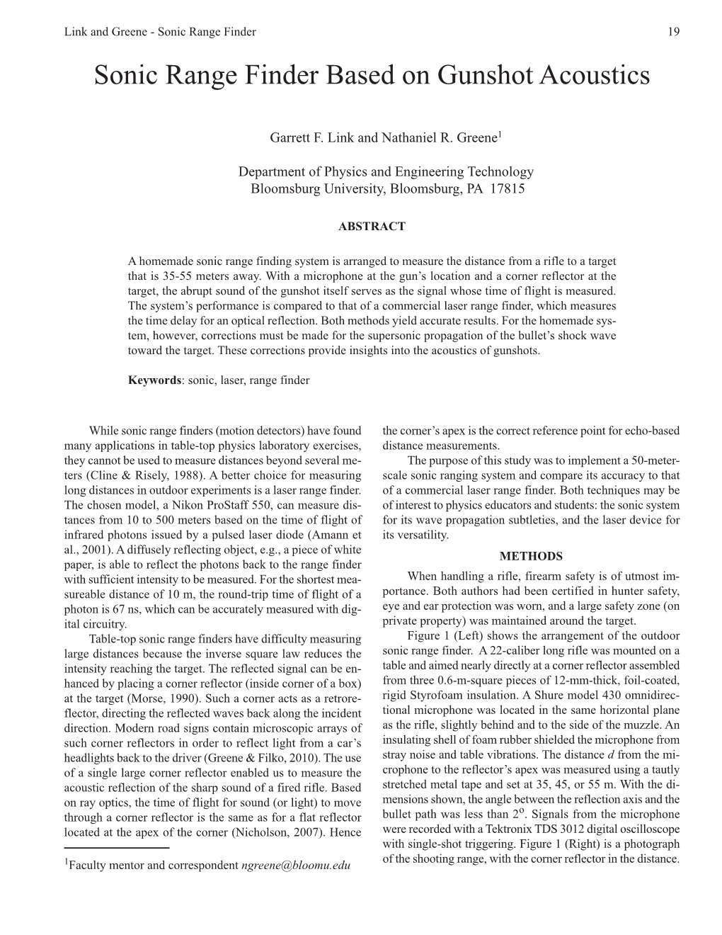 Sonic Range Finder Based on Gunshot Acoustics