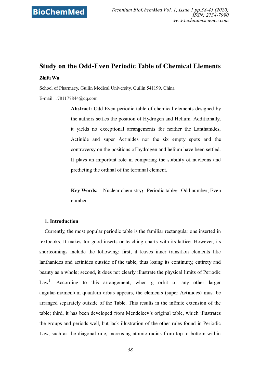 The Nuclear Chemistry Odd-Even Periodic Table of the Elements