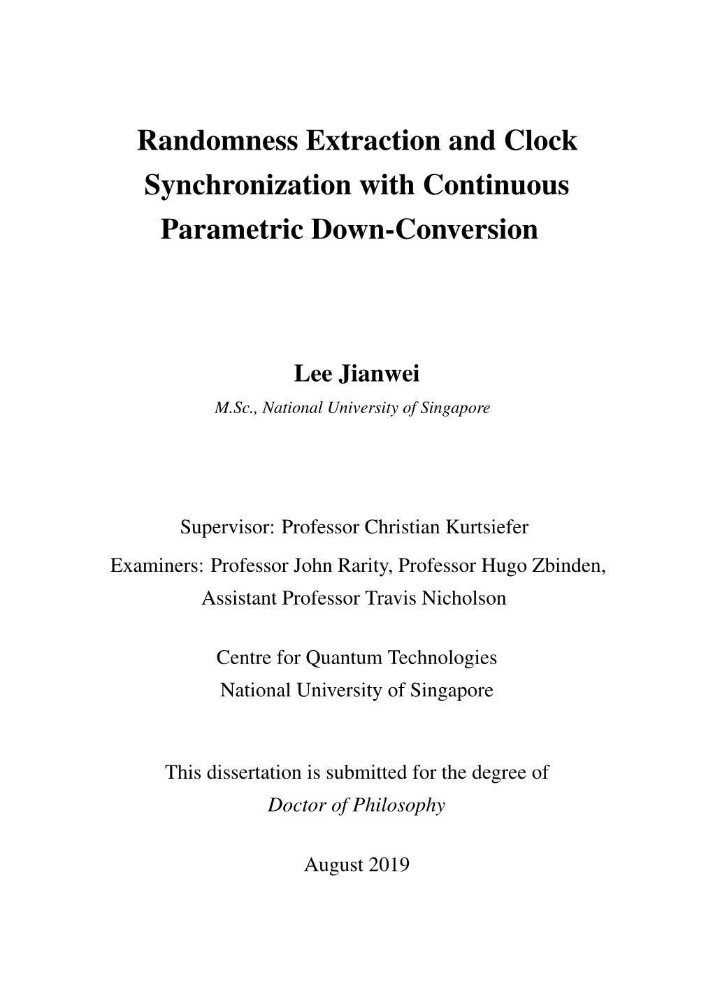 Randomness Extraction and Clock Synchronization with Continuous Parametric Down-Conversion