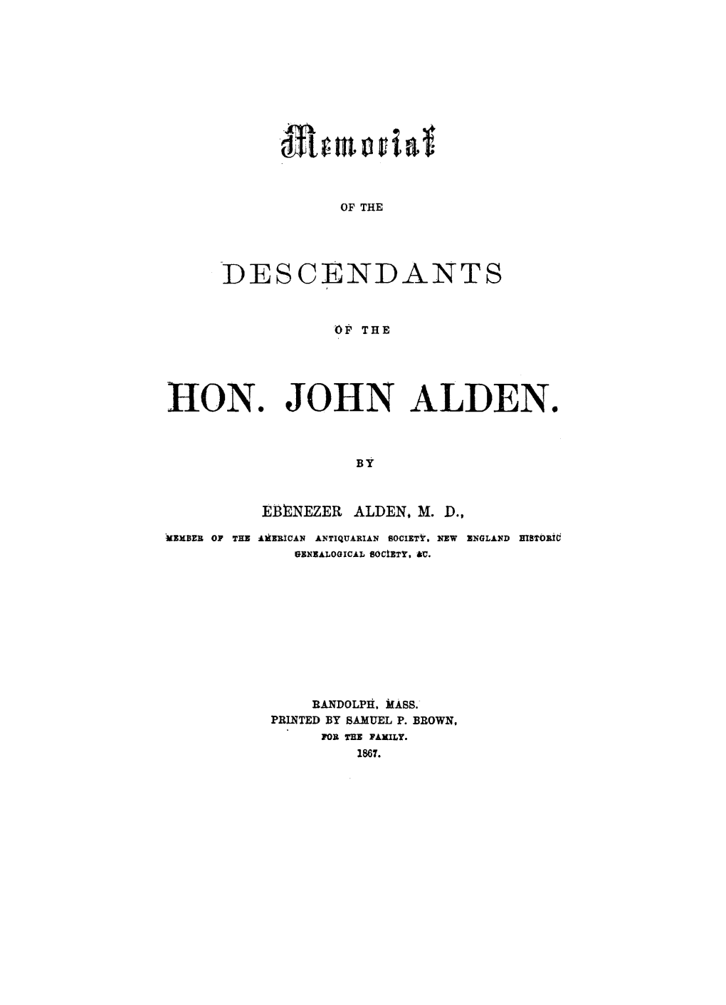 Hon. John Alden