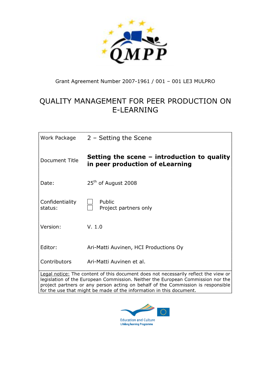 Quality Management for Peer Production on E-Learning