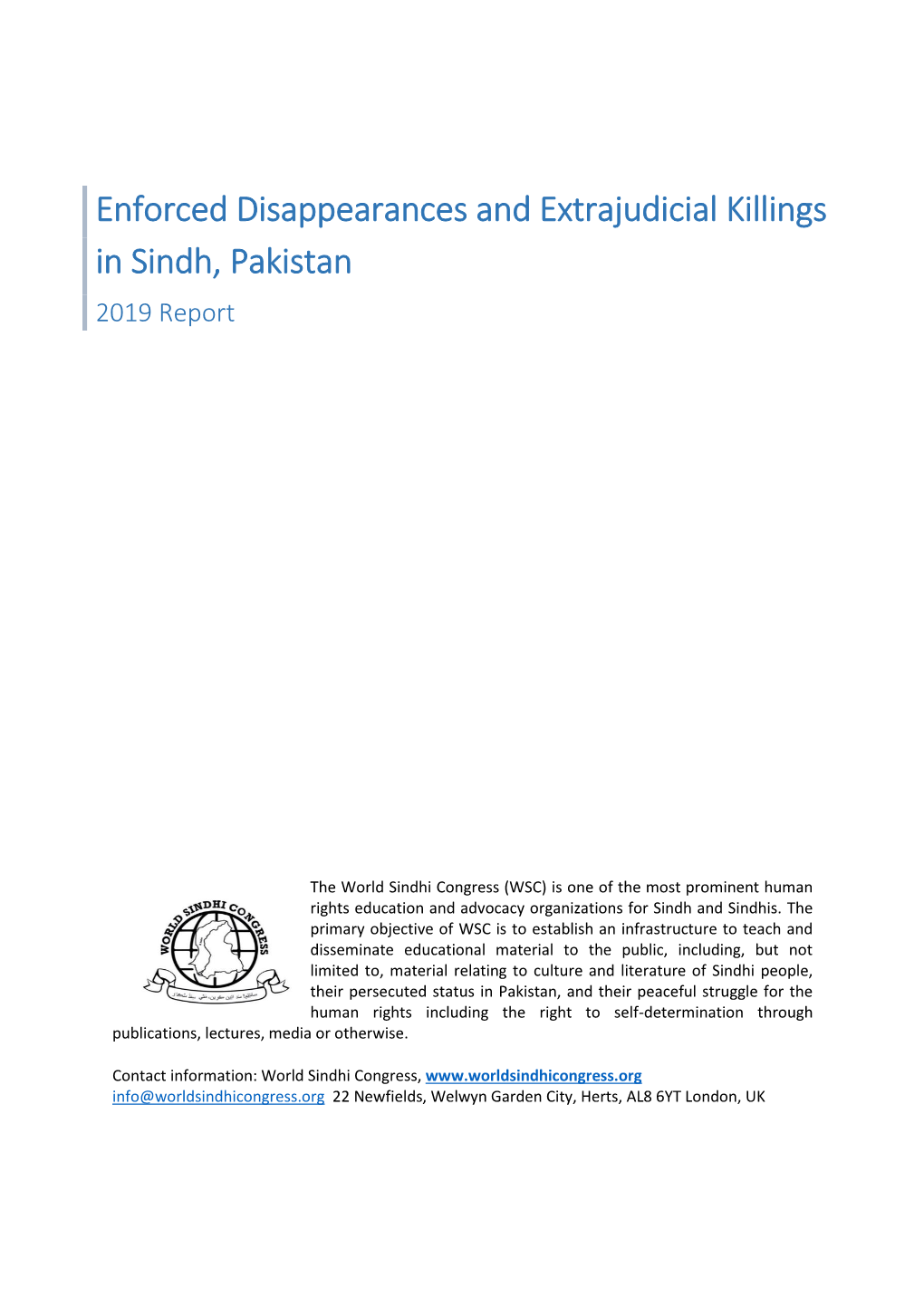 Enforced Disappearances and Extrajudicial Killings in Sindh, Pakistan