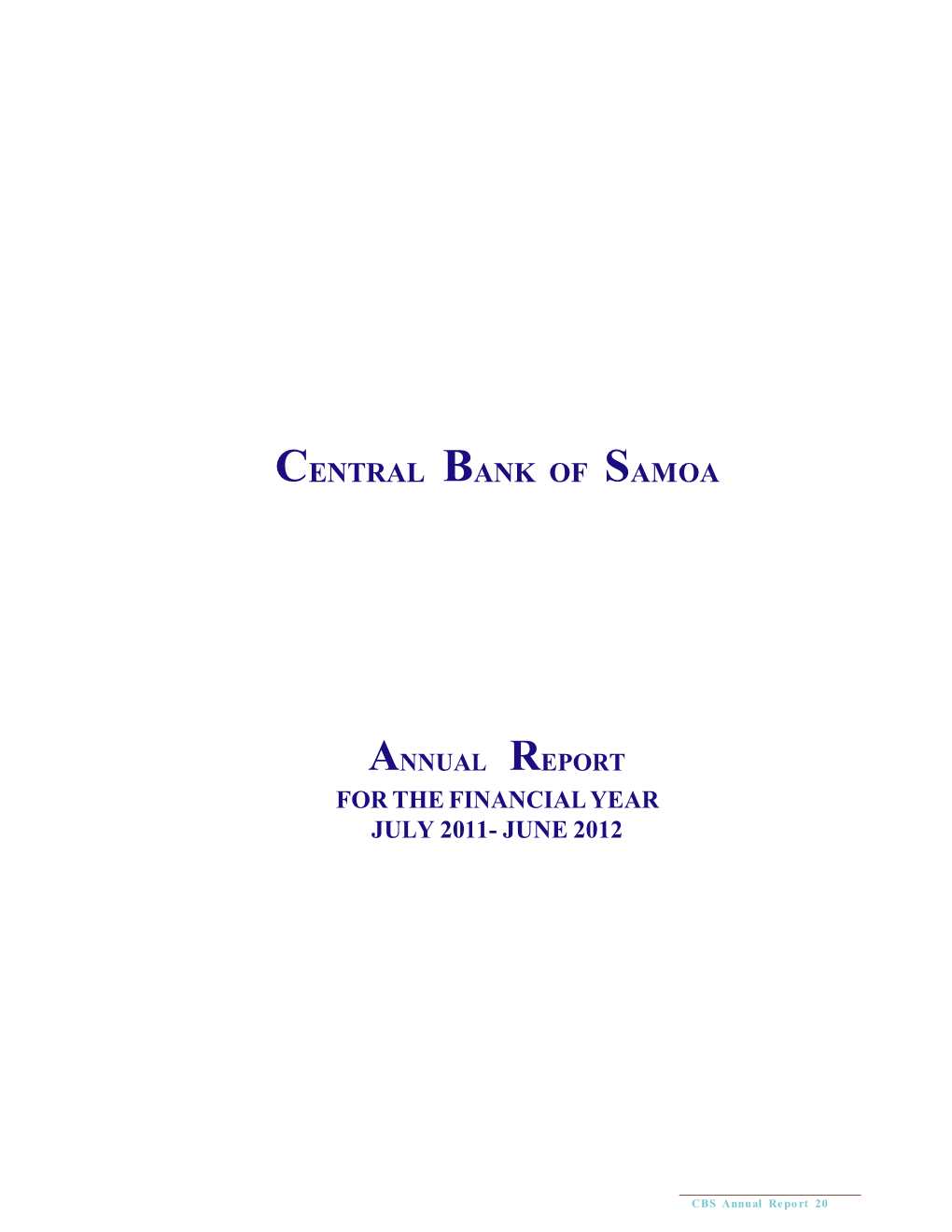 Central Bank of Samoa Annual Report 2011-2012