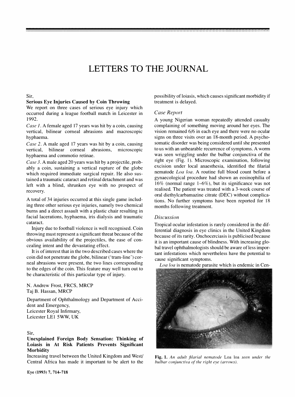 Letters to the Journal