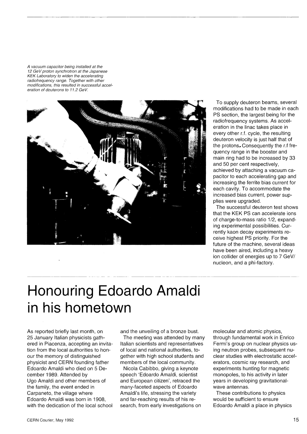 Honouring Edoardo Amaldi in His Hometown