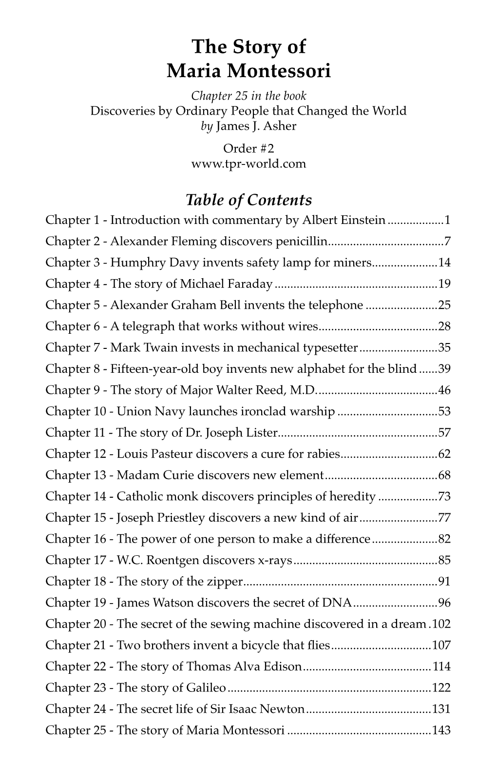 The Story of Maria Montessori Chapter 25 in the Book Discoveries by Ordinary People That Changed the World by James J