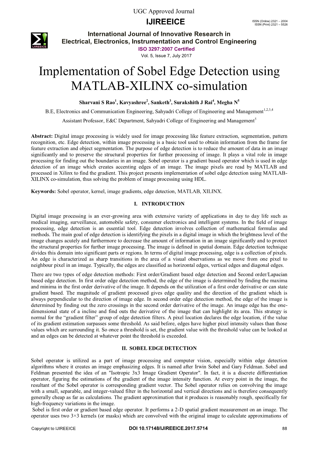 Implementation of Sobel Edge Detection Using MATLAB-XILINX Co-Simulation