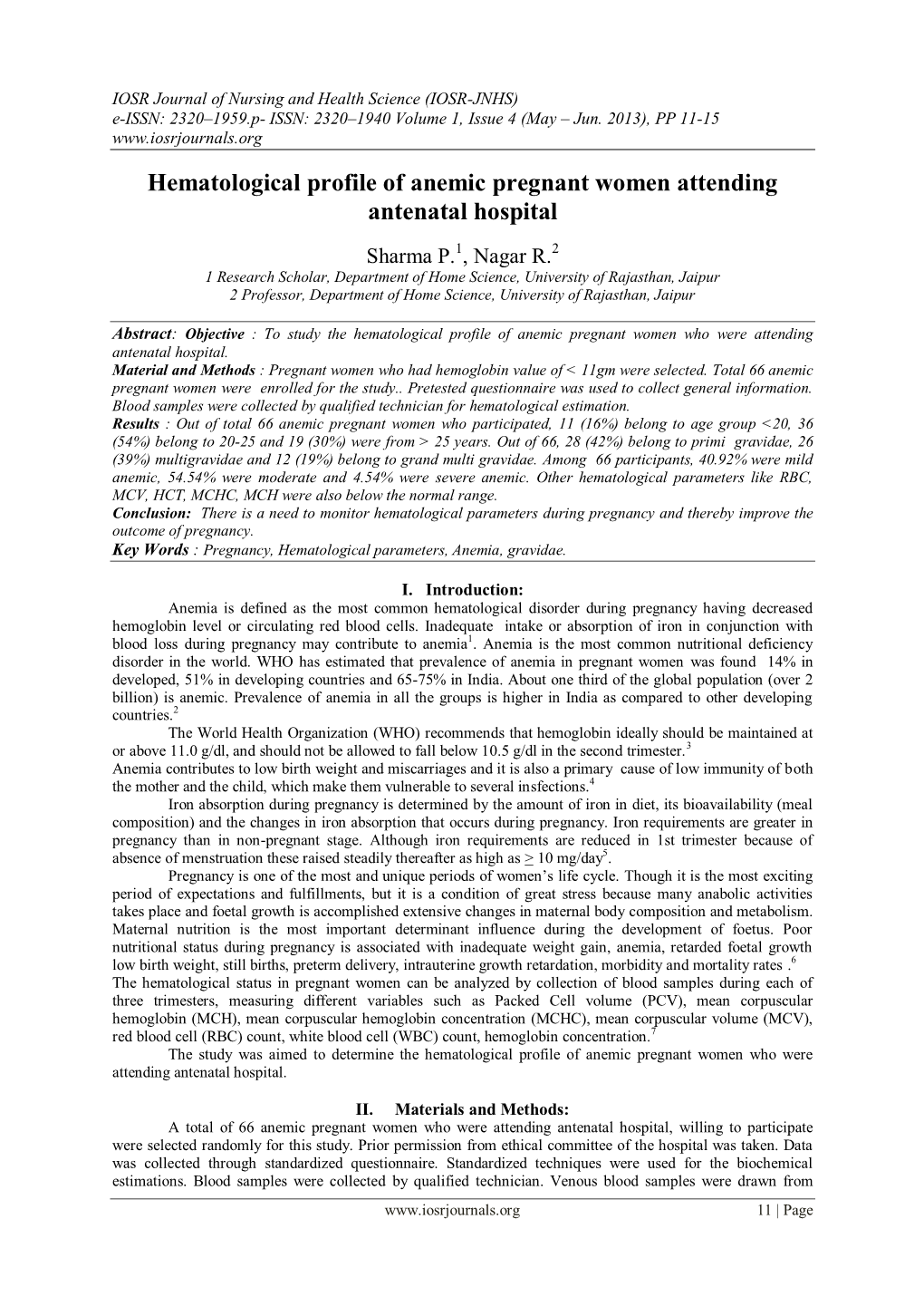 Hematological Profile of Pregnant Women Attending Antenatal Hospital