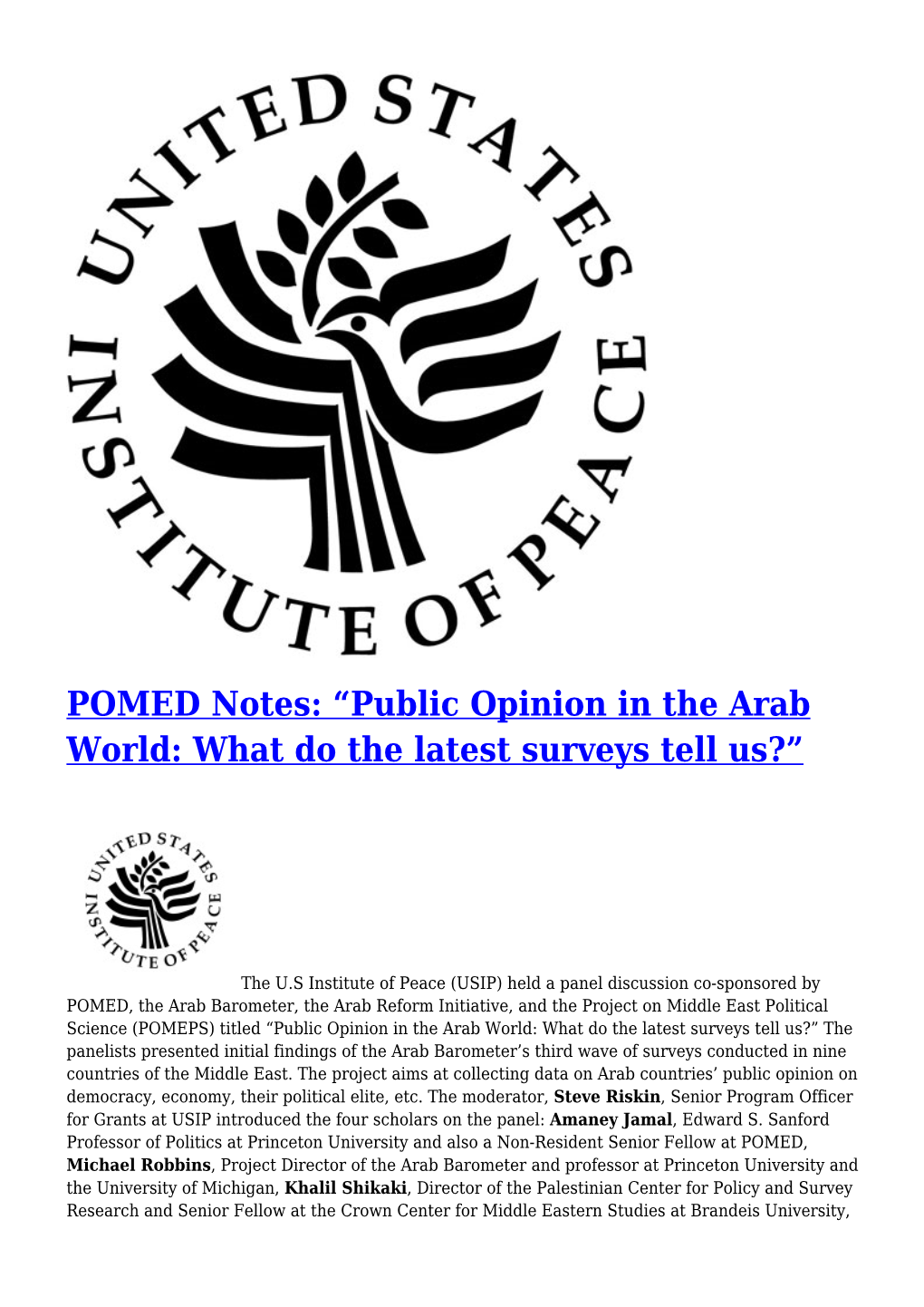 POMED Notes: “Public Opinion in the Arab World: What Do the Latest Surveys Tell Us?”