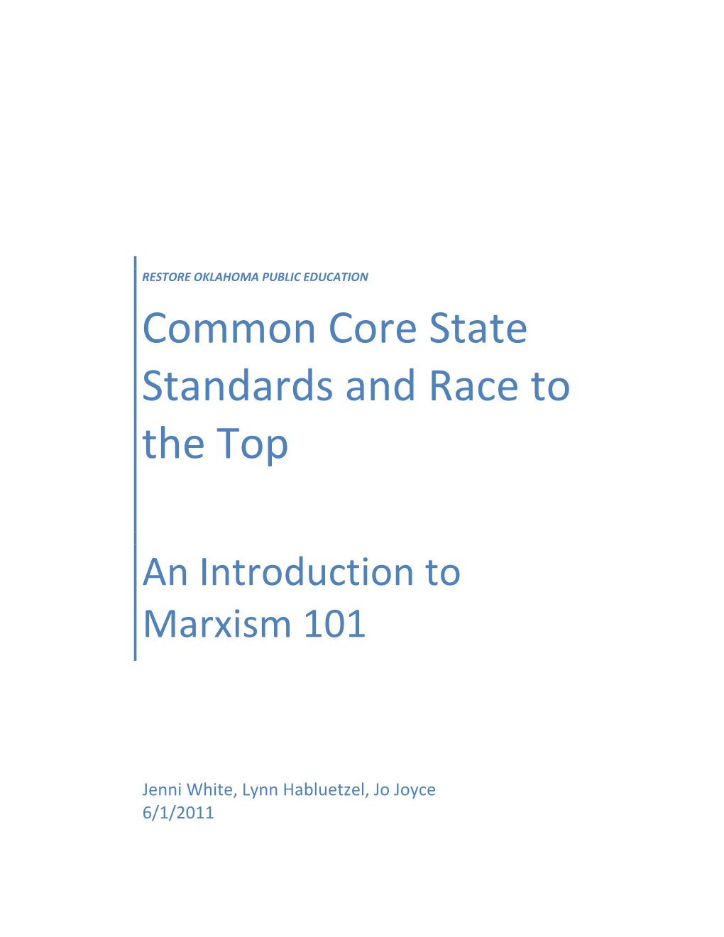 Common Core State Standards and Race to the Top