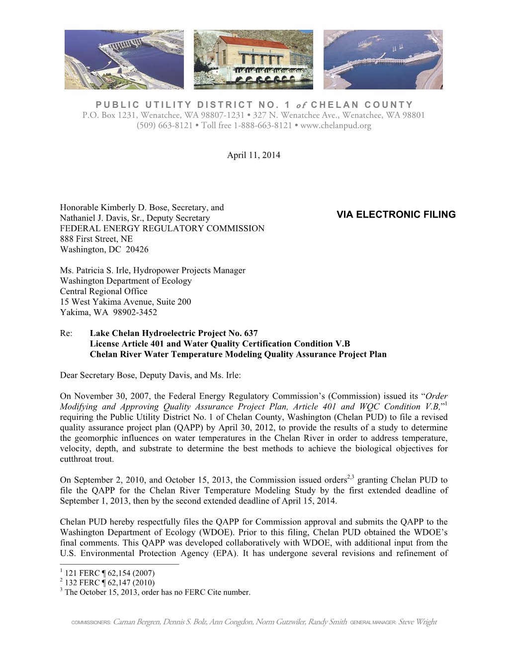 Chelan River Water Temperature Modeling Quality Assurance Plan