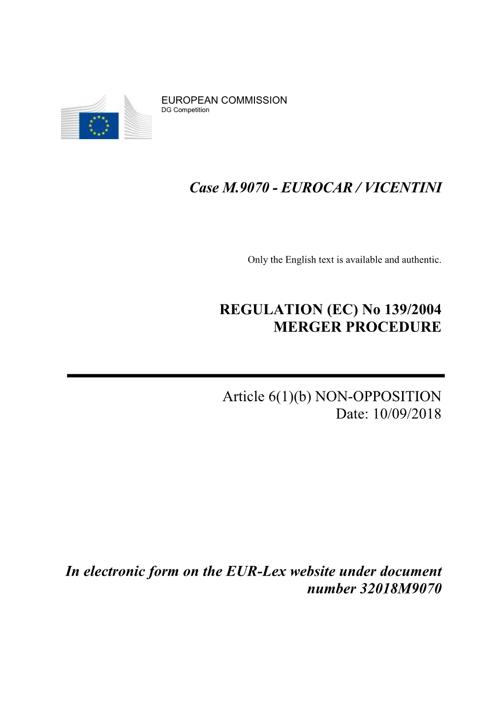 Case M.9070 - EUROCAR / VICENTINI