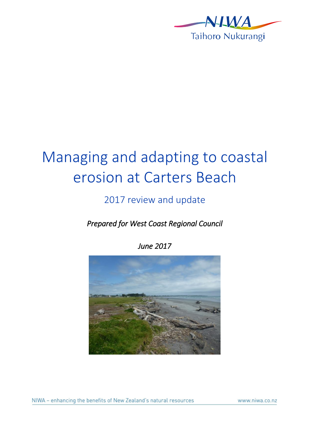 Managing and Adapting to Coastal Erosion at Carters Beach 2017 Review and Update