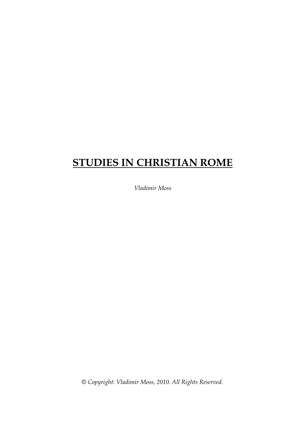 Studies in Christian Rome