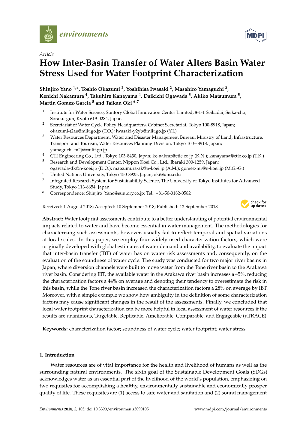 How Inter-Basin Transfer of Water Alters Basin Water Stress Used for Water Footprint Characterization