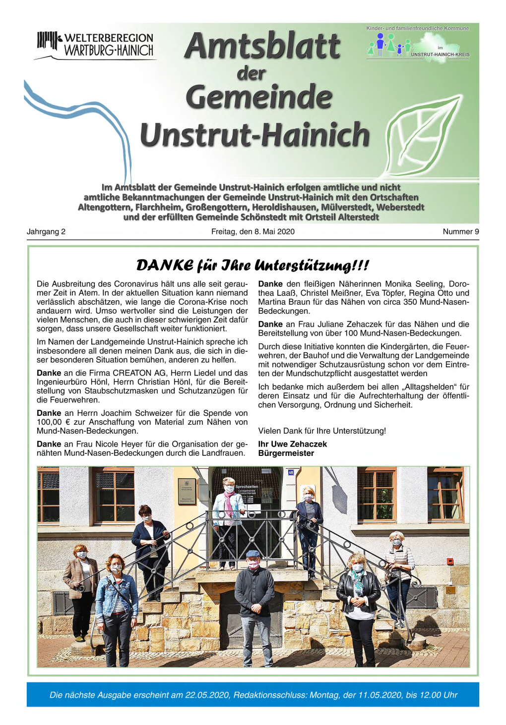 Amtsblatt UNSTRUT-HAINICH-KREIS Der Gemeindei Unstruliainichib