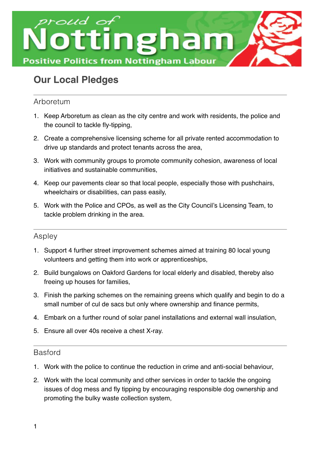 Our Local Pledges