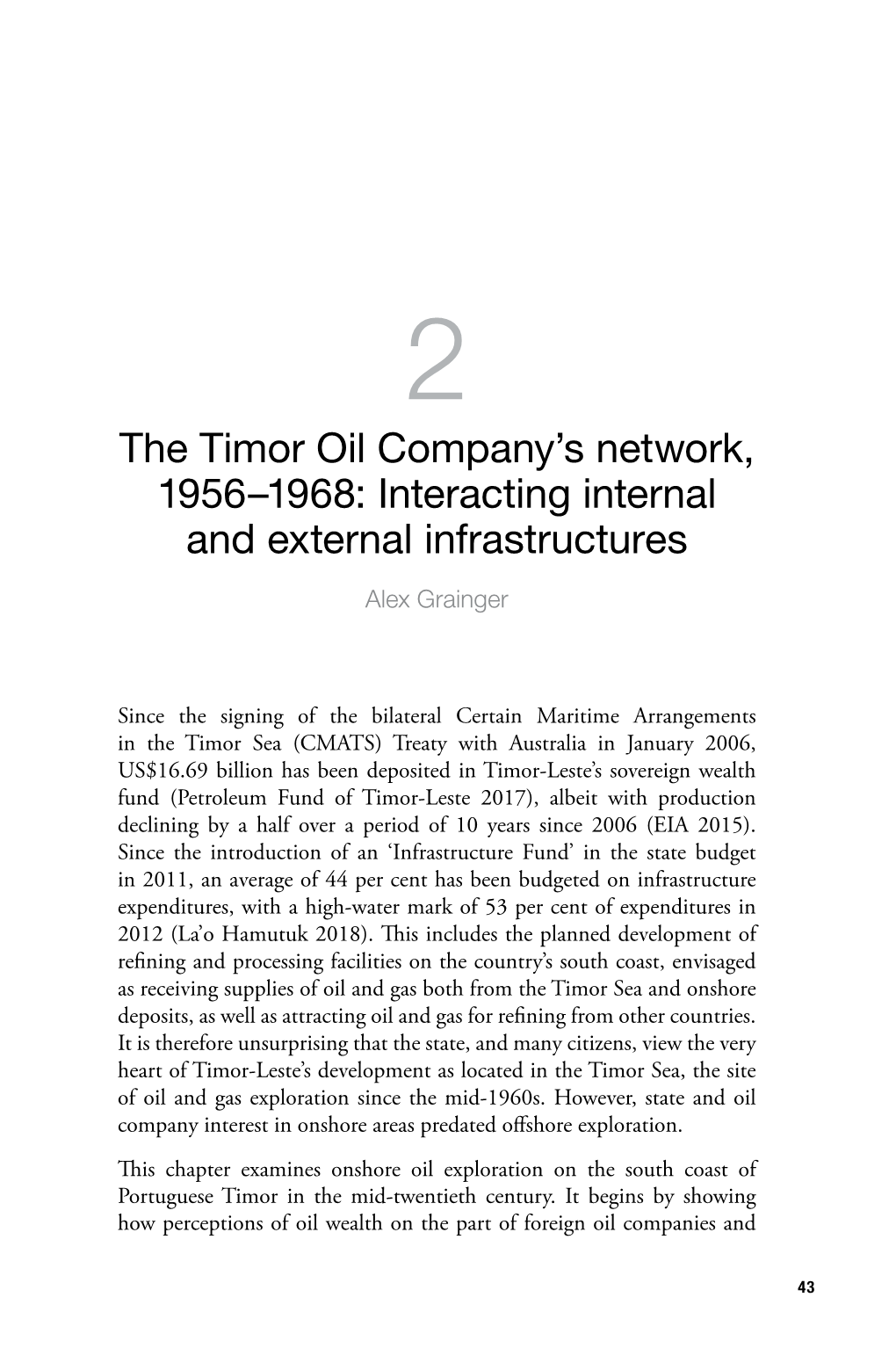 2. the Timor Oil Company's Network, 1956–1968