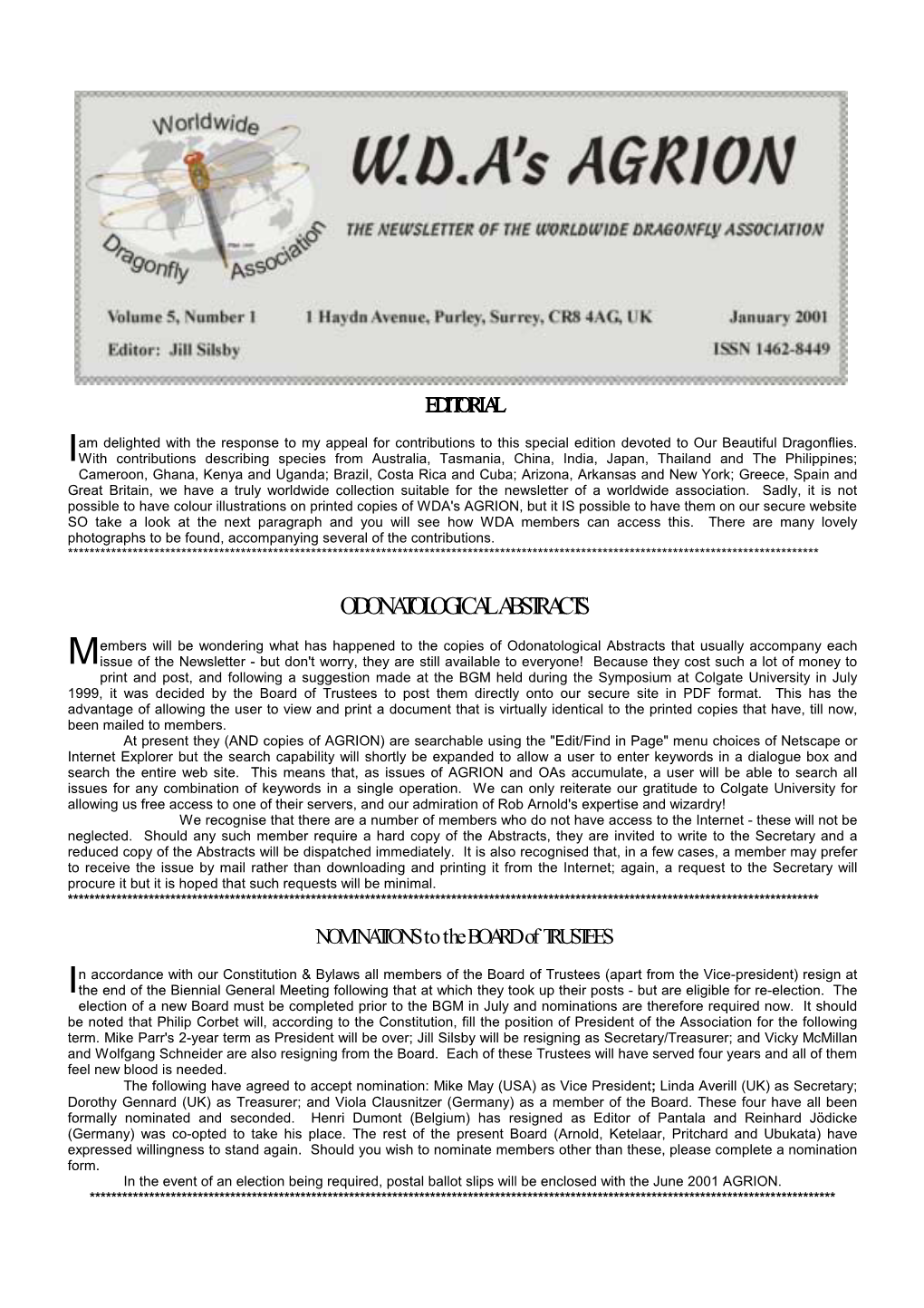 Odonatological Abstracts