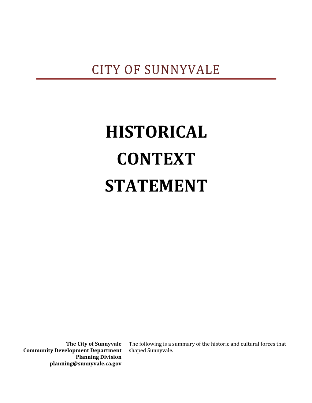 Historical Context Statement