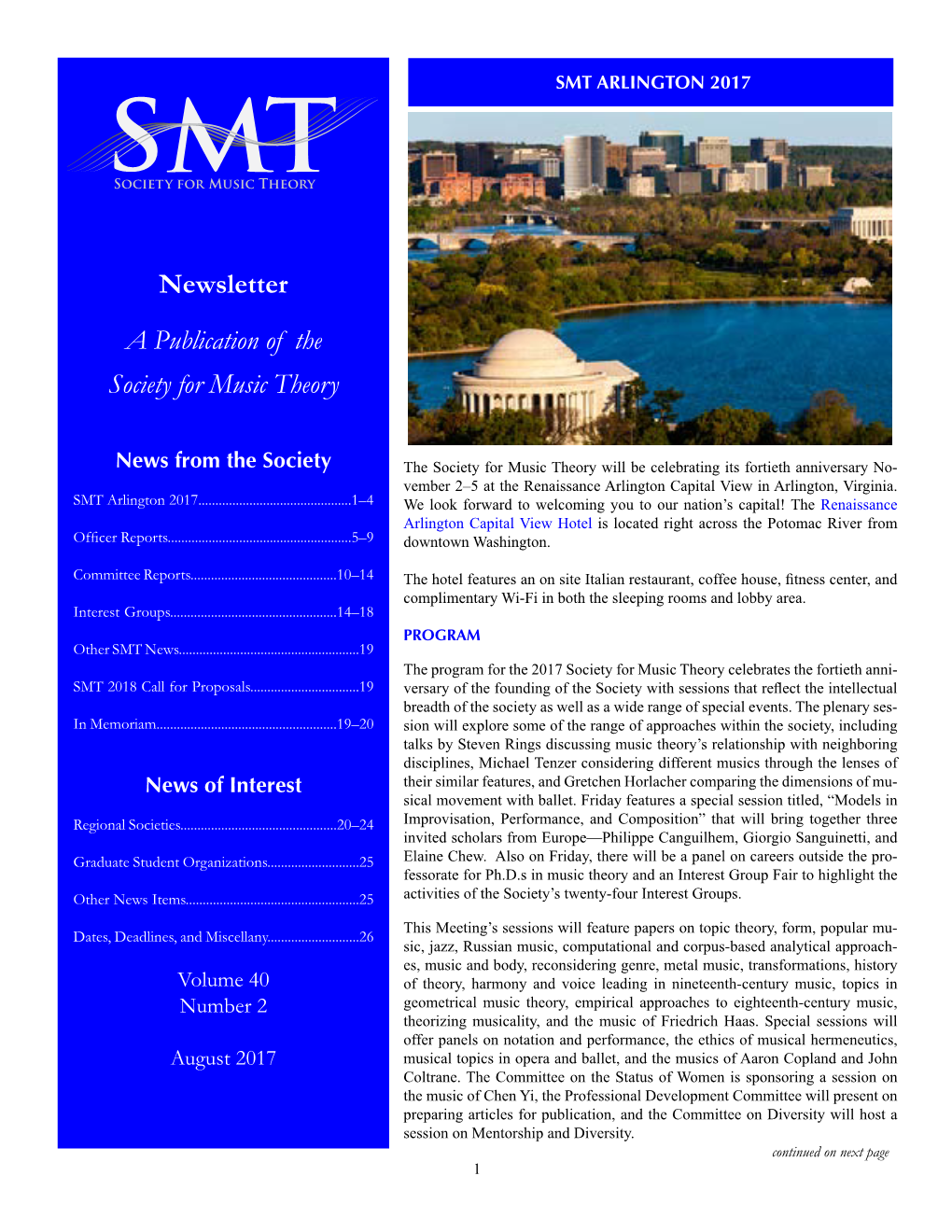 Newsletter a Publication of the Society for Music Theory