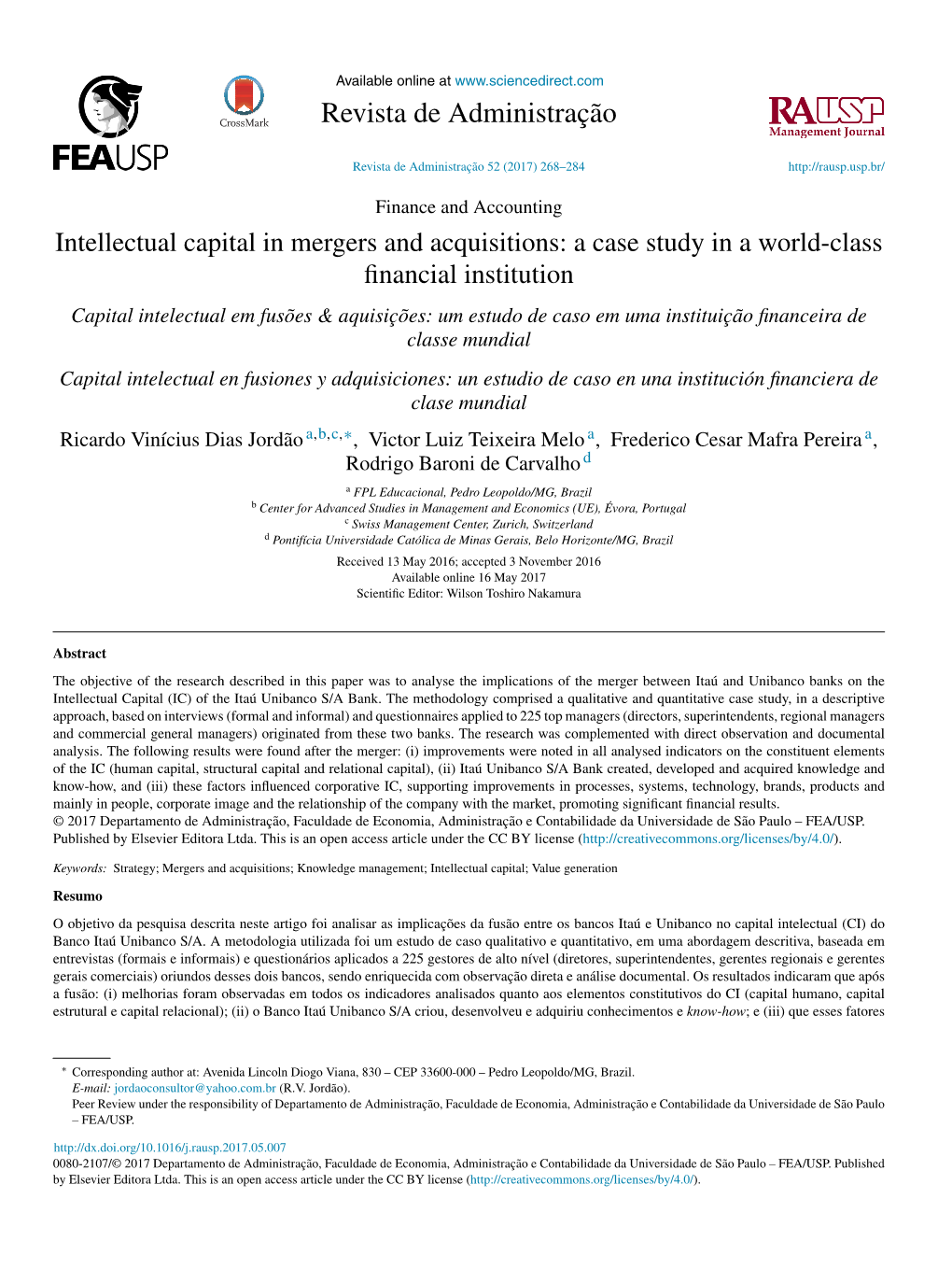 Intellectual Capital in Mergers and Acquisitions: a Case Study in a World-Class