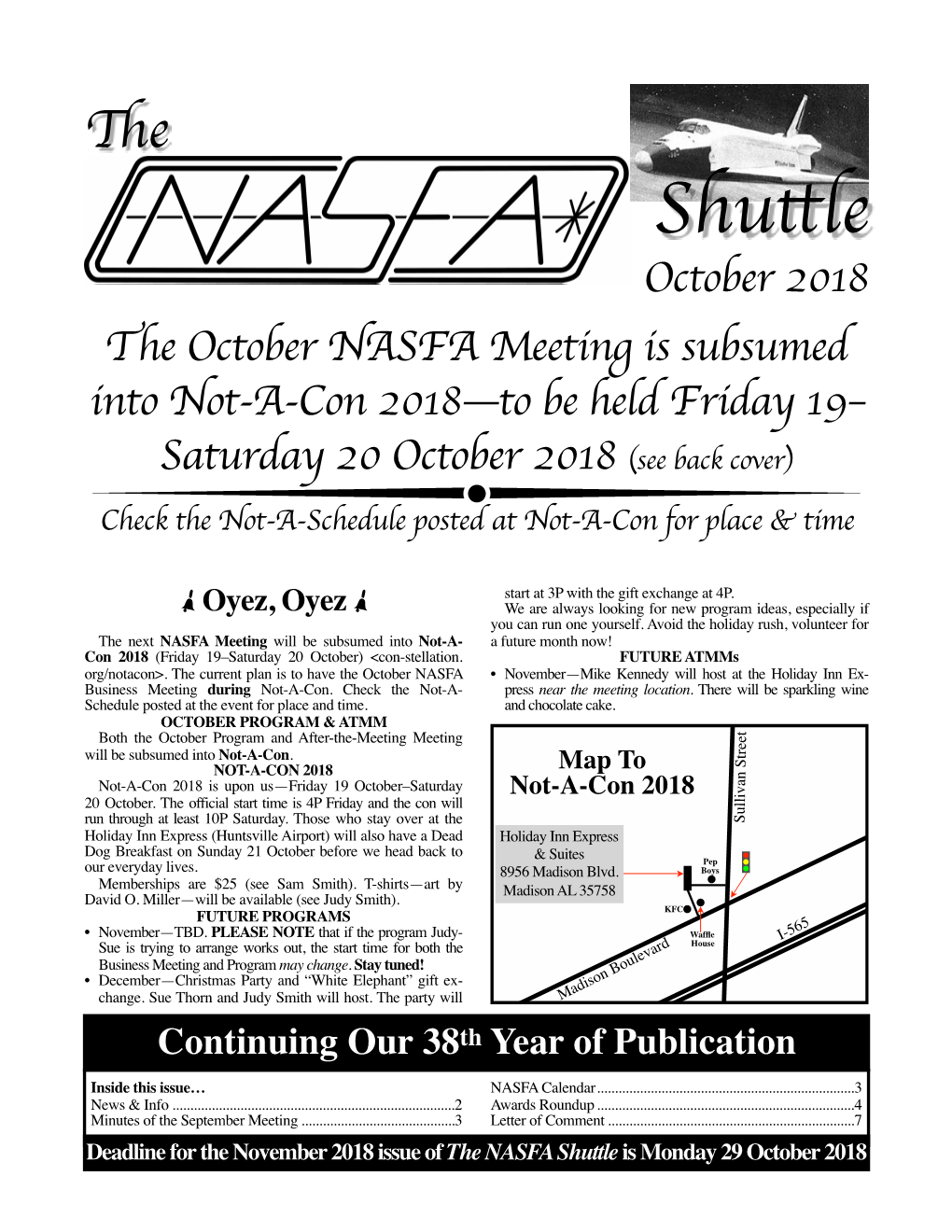 October 2018 NASFA Shuttle