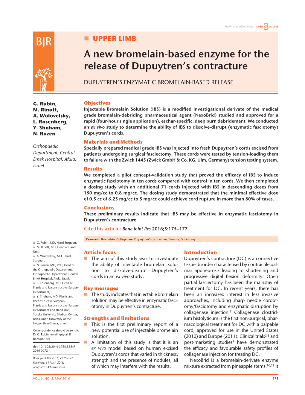 2016 Rubin Et Al. Bromelain for Enzymatic Fasciotomy