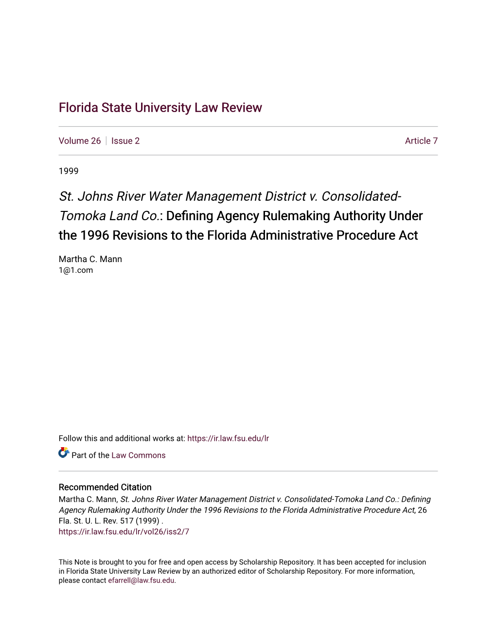 St. Johns River Water Management District V. Consolidated-Tomoka