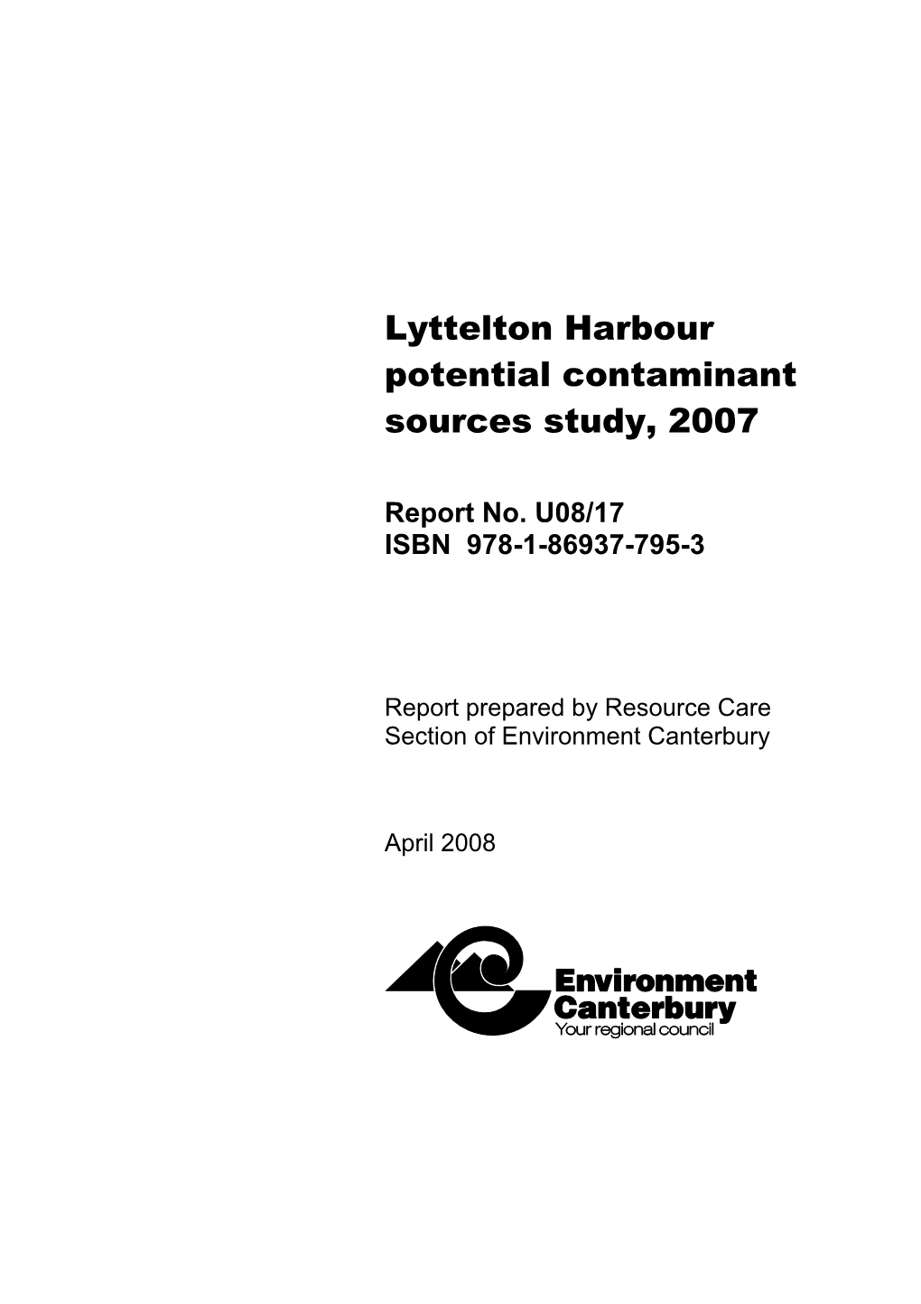 Lyttelton Harbour Potential Contaminants Study