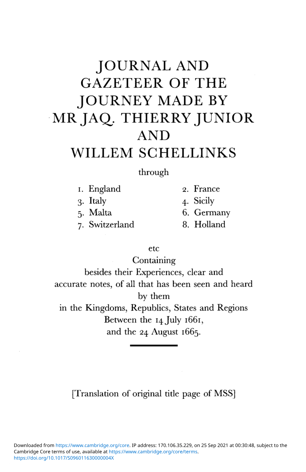 I. William Schellinks: Painter, Draughtsman, Etcher and Poet