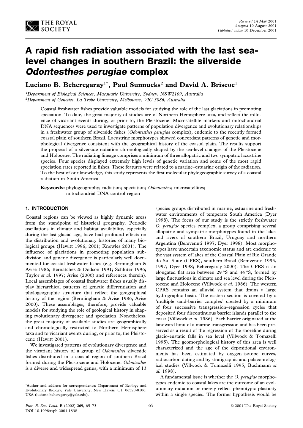 Odontesthes Perugiae Complex Luciano B