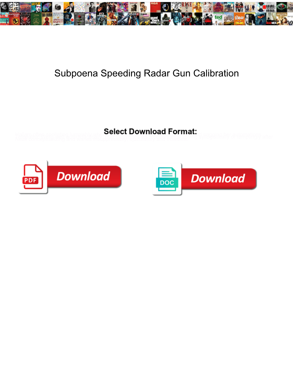 Subpoena Speeding Radar Gun Calibration