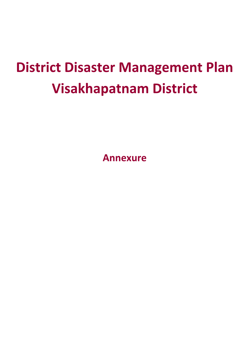 District Disaster Management Plan Visakhapatnam District