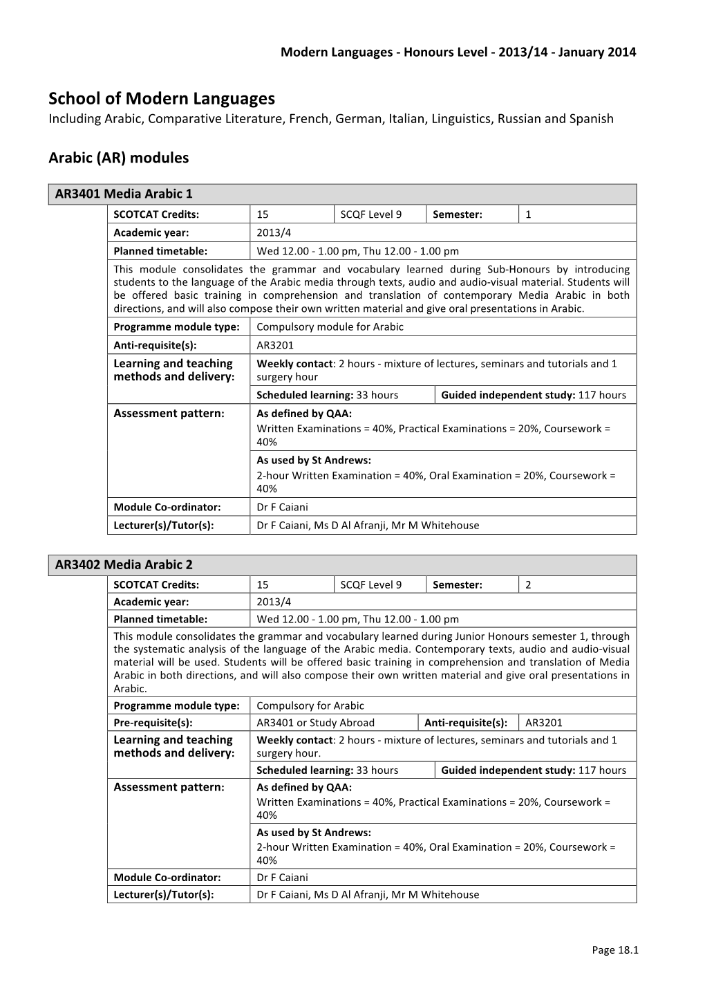 Modern Languages 2013-14