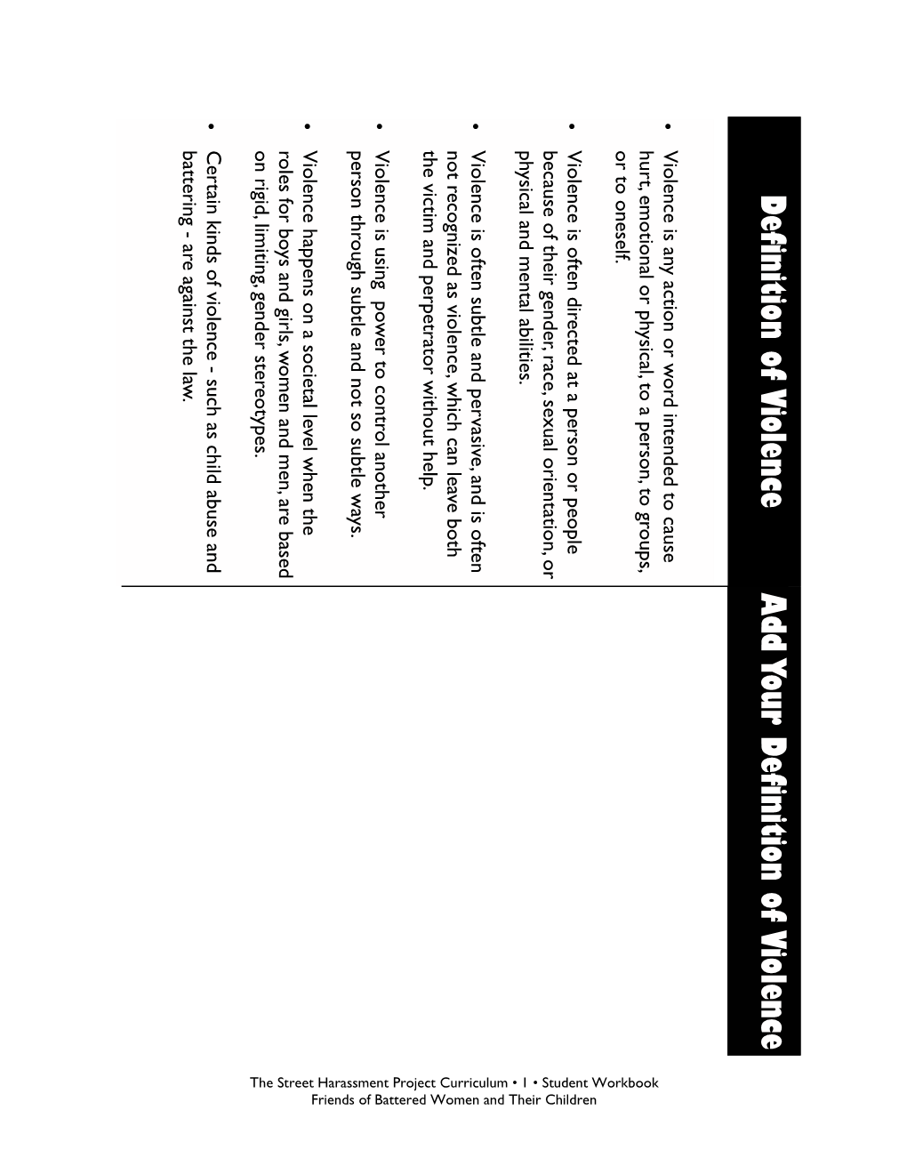 Worksheets for the SH Curriculum