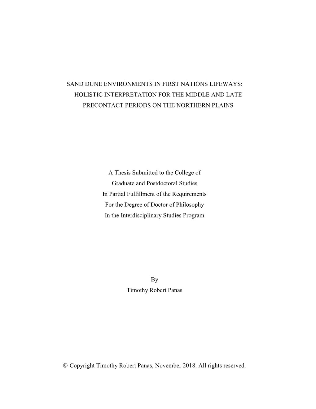 Sand Dune Environments in First Nations Lifeways: Holistic Interpretation for the Middle and Late Precontact Periods on the Northern Plains