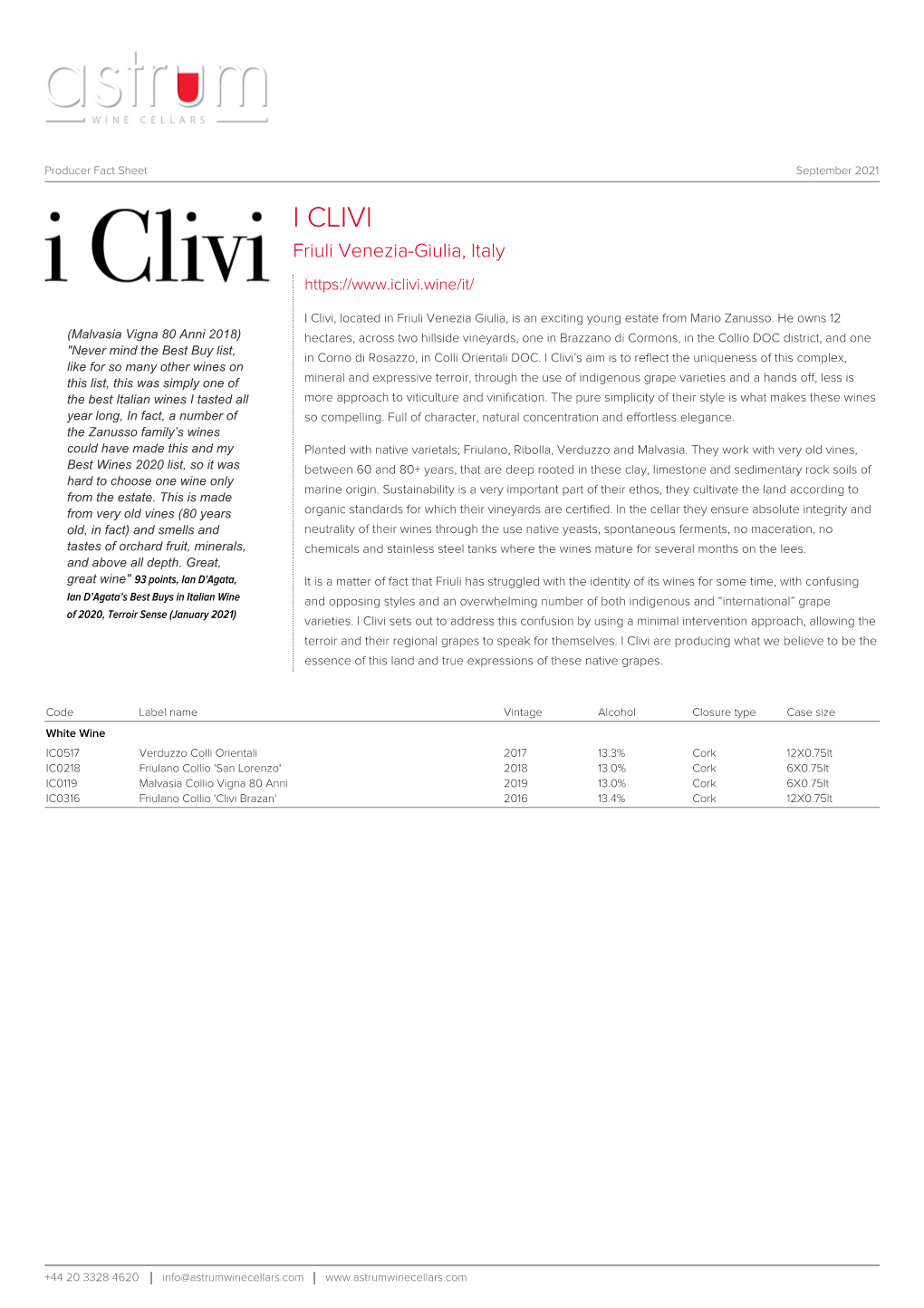 Producer Fact Sheet September 2021 I CLIVI Friuli Venezia-Giulia, Italy