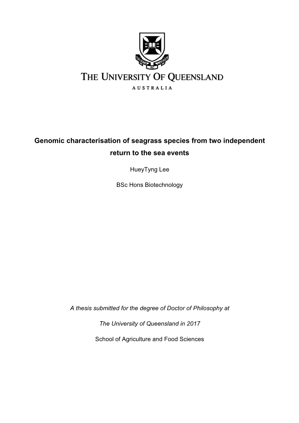 Genomic Characterisation of Seagrass Species from Two Independent Return to the Sea Events