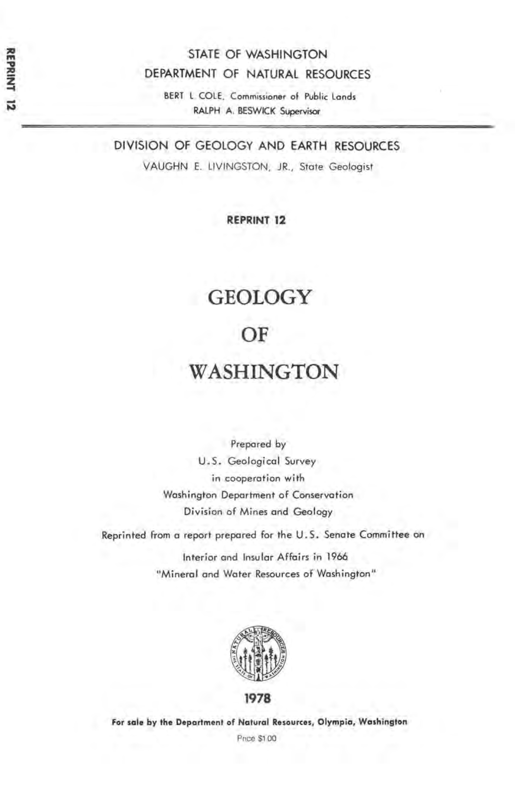 Reprint 12. Geology of Washington