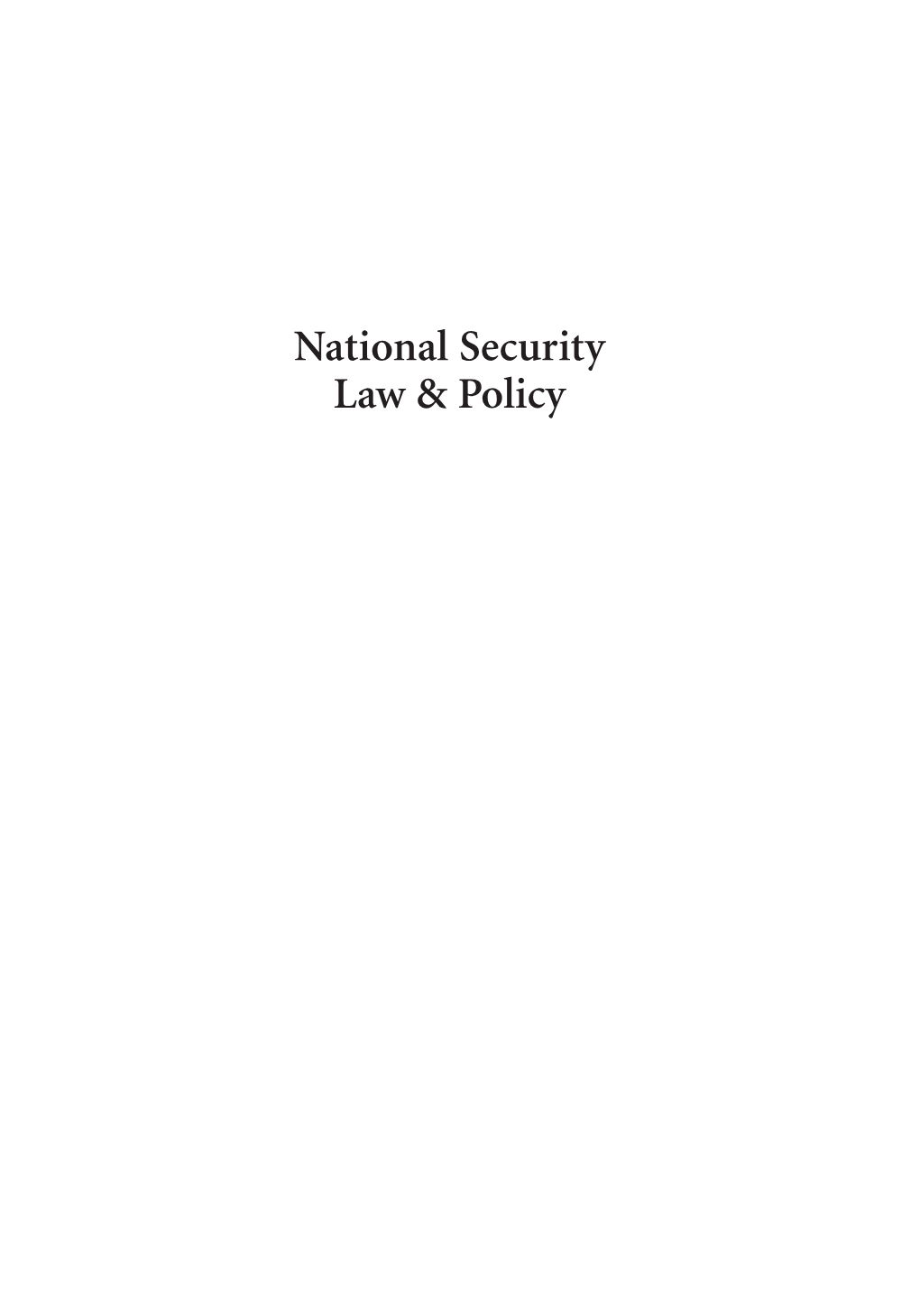 National Security Law & Policy