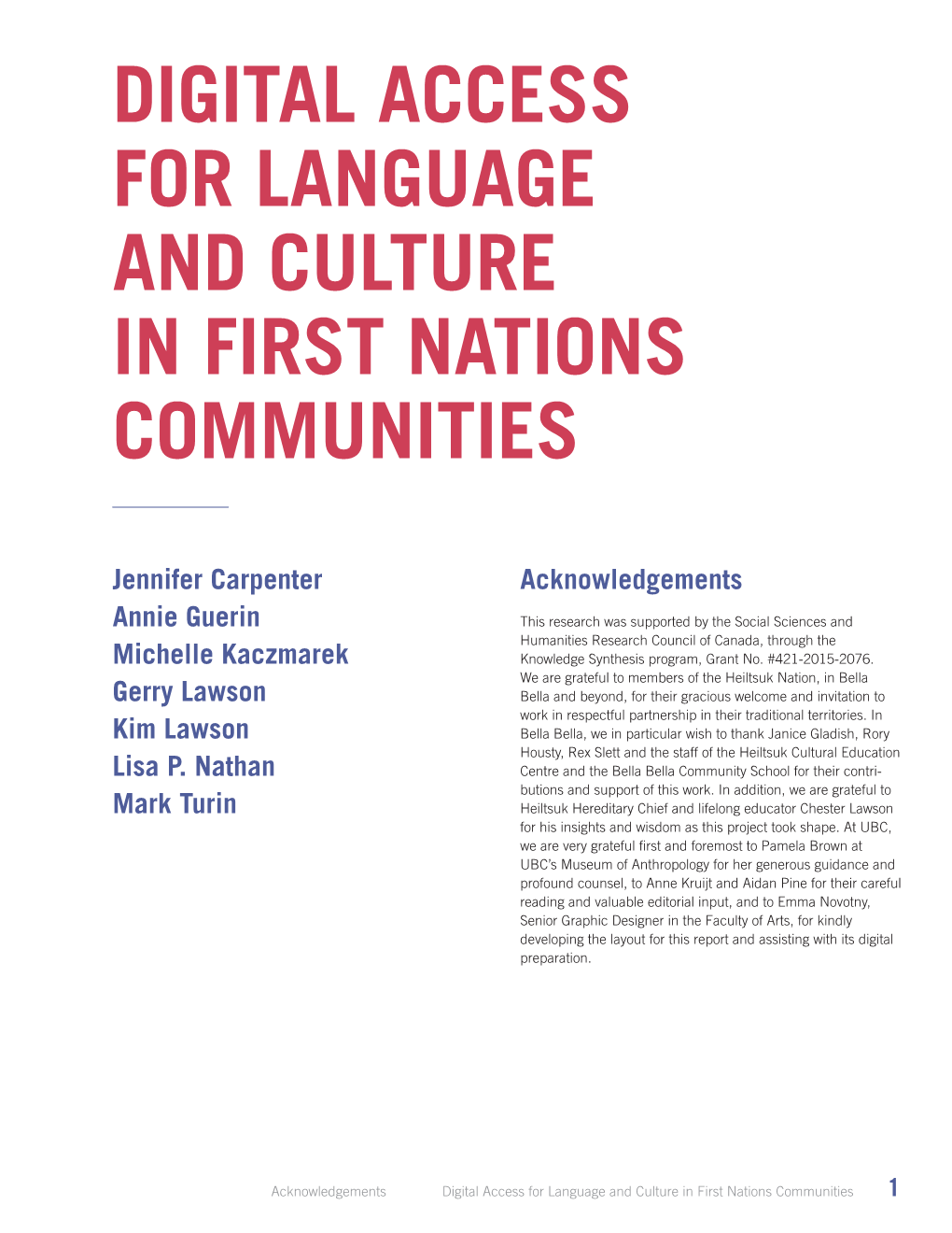 Digital Access for Language and Culture in First Nations Communities