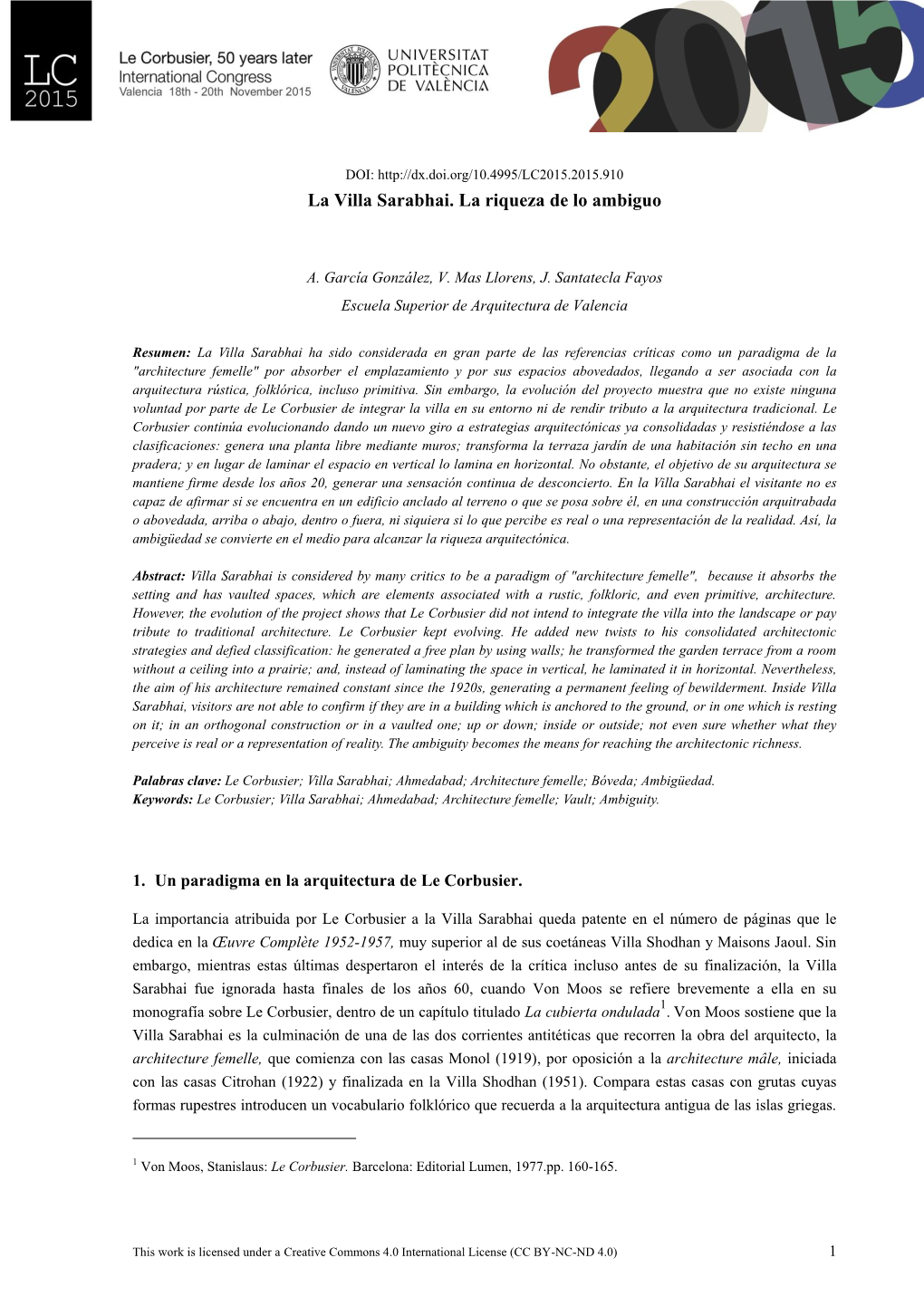 La Villa Sarabhai. La Riqueza De Lo Ambiguo