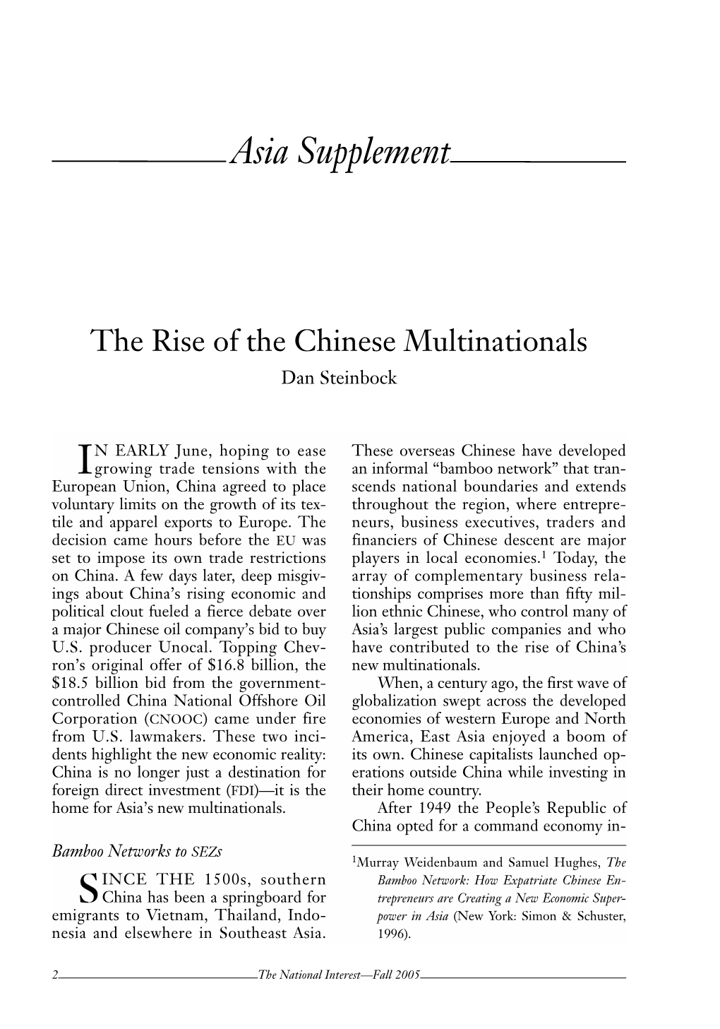 The Rise of the Chinese Multinationals Dan Steinbock